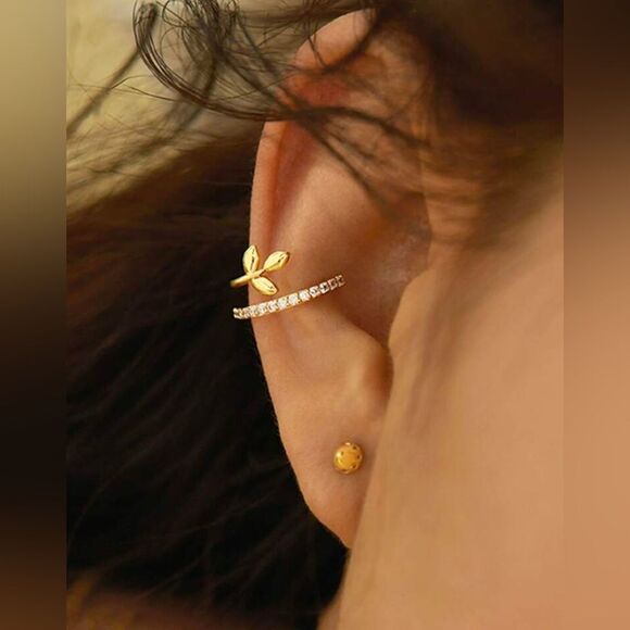 Leaf cuff earrings N1247 - Picture 1 of 4